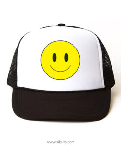 gorra negra tipo trucker happy face