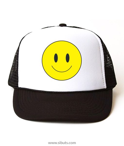gorra negra tipo trucker happy face