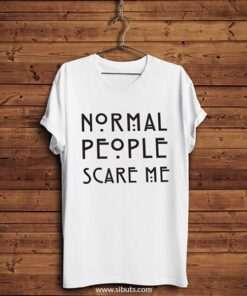 playera blanca cuello V para hombre normal people scare me