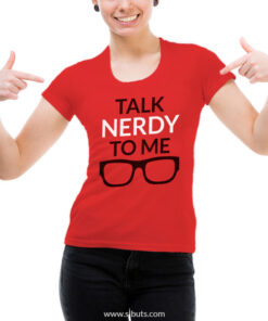 Playera mujer roja talk nerdy to me