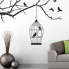 vinil decorativo árbol jaula pájaros negro
