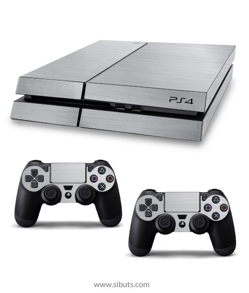 Skin para Ps4 consola y controles plata brushed