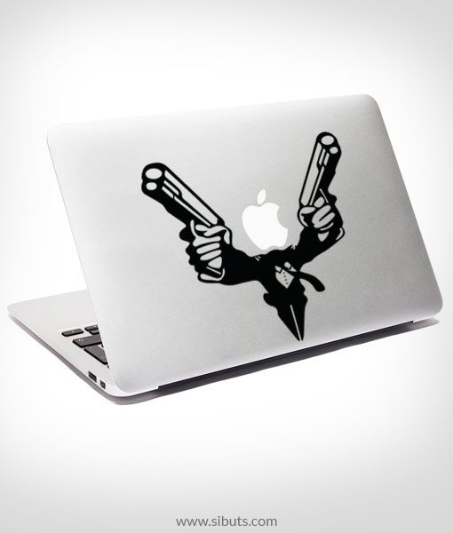 Sticker Calcomanía laptop macbook Double Gun