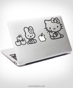Sticker Calcomanía laptop macbook Kitty apples