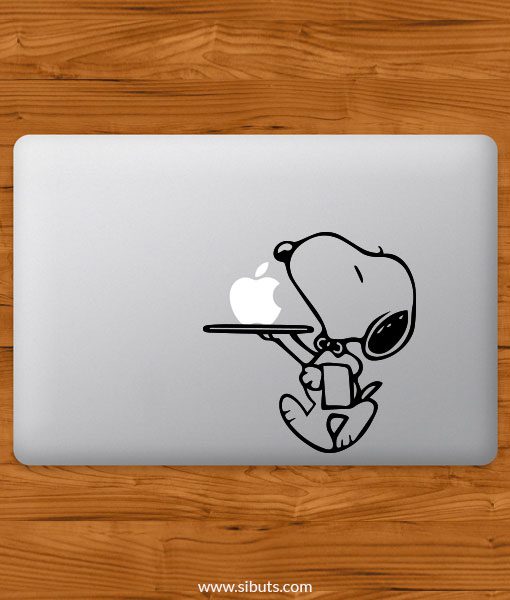 Sticker Calcomanía laptop macbook snoopy mesero