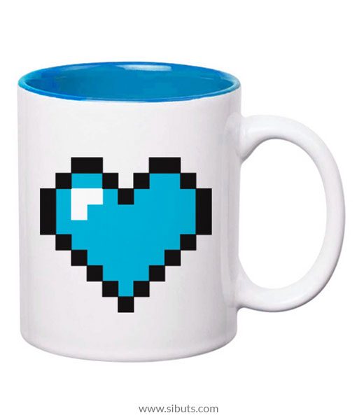 Taza pixel heart blue