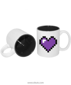 Taza pixel heart purple