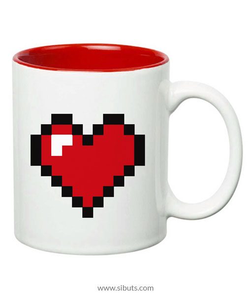 Taza pixel heart red