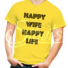 Playera hombre amarilla Happy Wife Happy Life