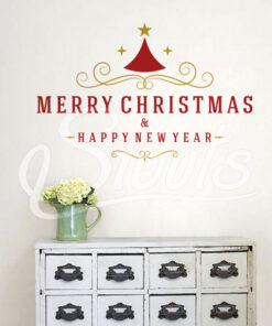 Vinilo Decorativo Navidad Merry Christmas And Happy New Year