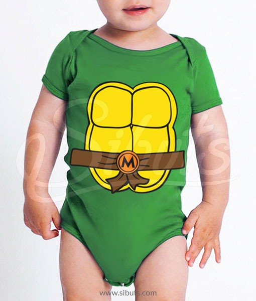 Pañalero verde bebé tortugas ninja Miguel Angel