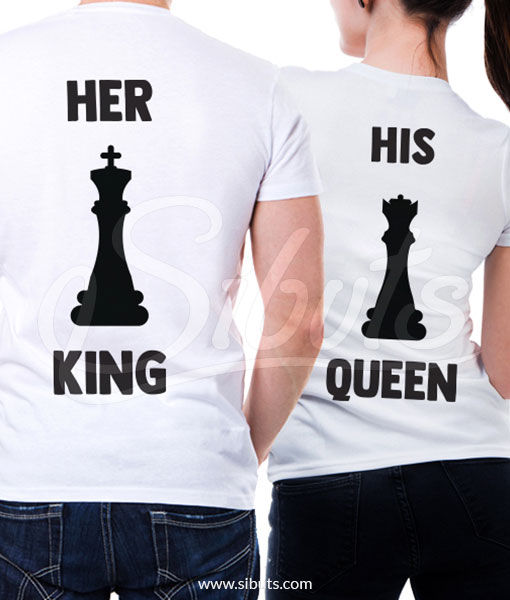Playera para pareja novios queen and king ajedrez